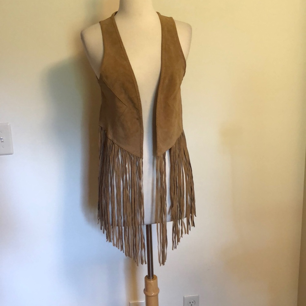 Fringe boho suede leather vest